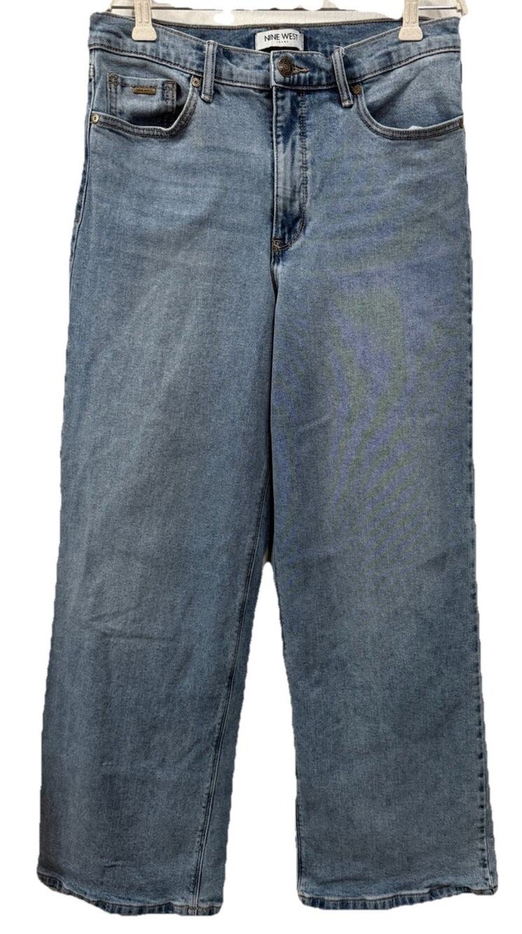 Nine West Womens Wide Leg Jeans Sz 6 Blue Denim High Rise Casual Retro Y2K Style